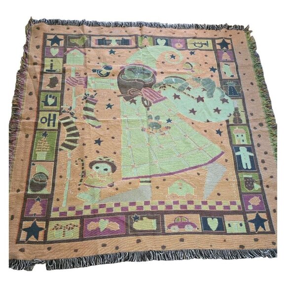 Vintage Christmas Santa Tapestry Fringe Throw Blanket - Picture 7 of 8